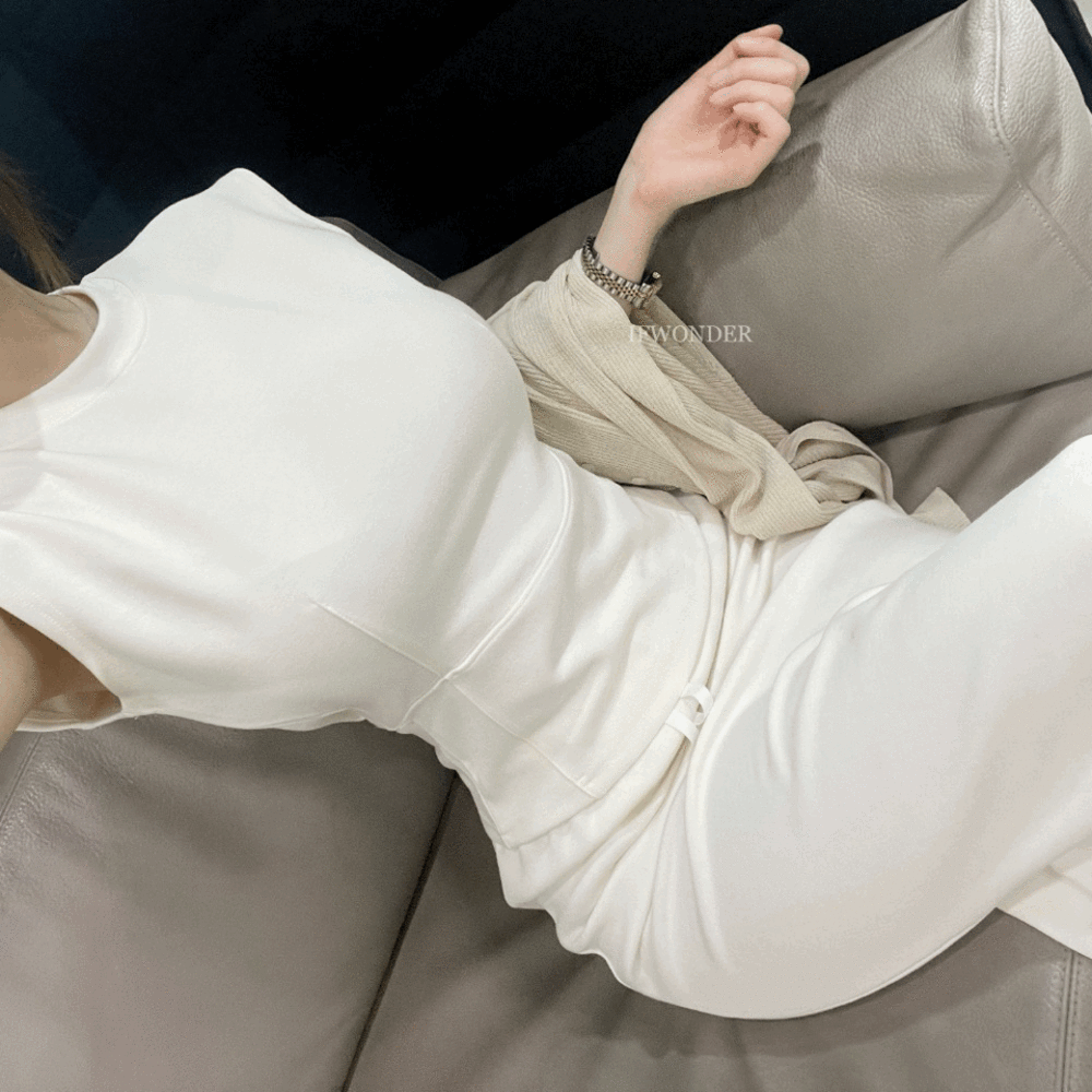 mood cotton slim sleeveless set (3color)