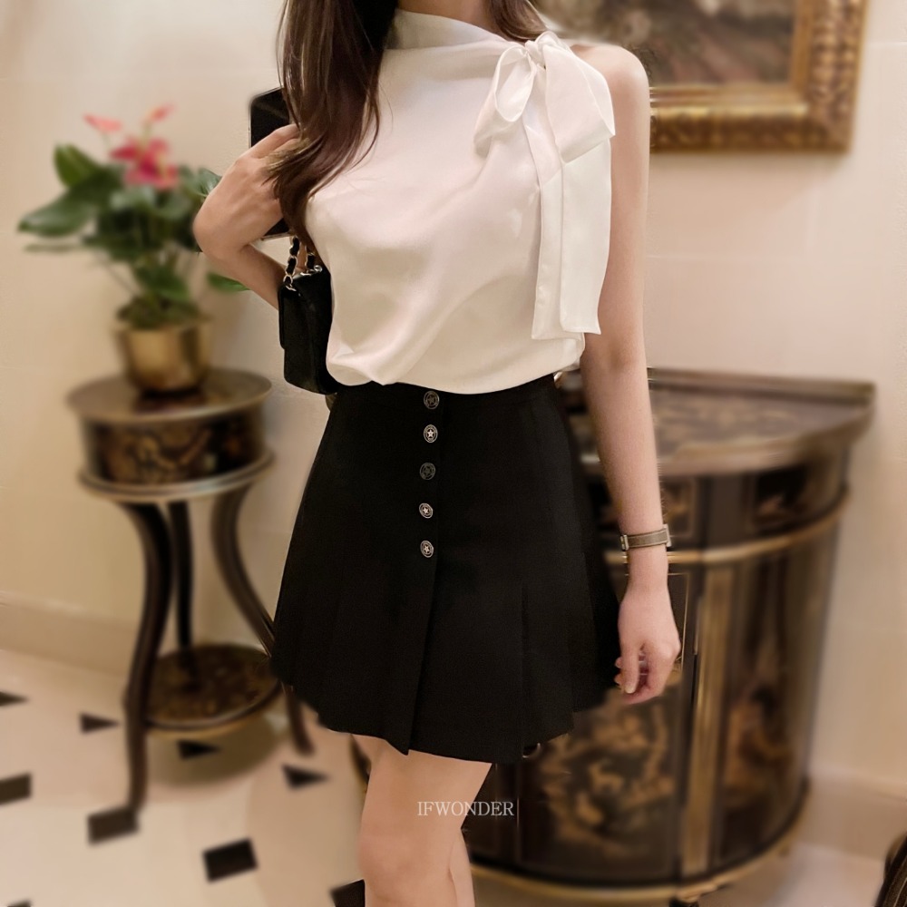 [세일] estrella button pleats skirt
