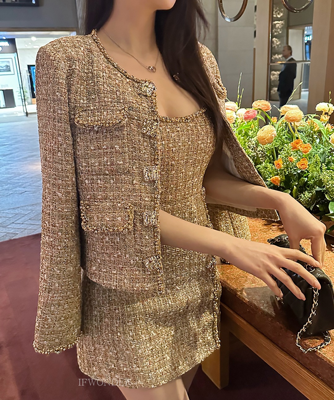 [수입] Gold cubic tweed dress set (개별구매가능)