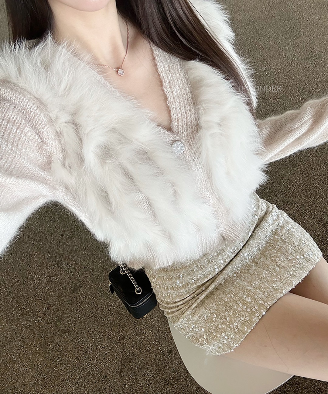 [수입] Spangle tweed mini skirt
